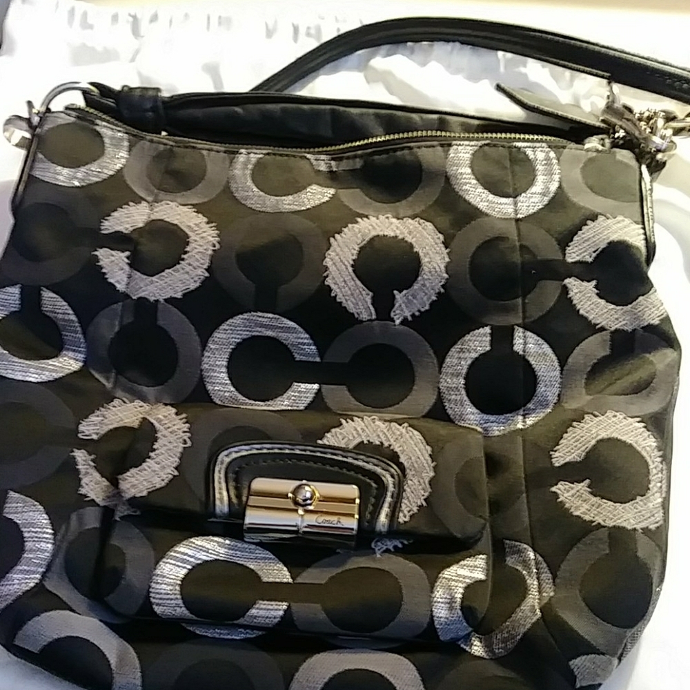 Coach Silver and Black Shoulder Bag